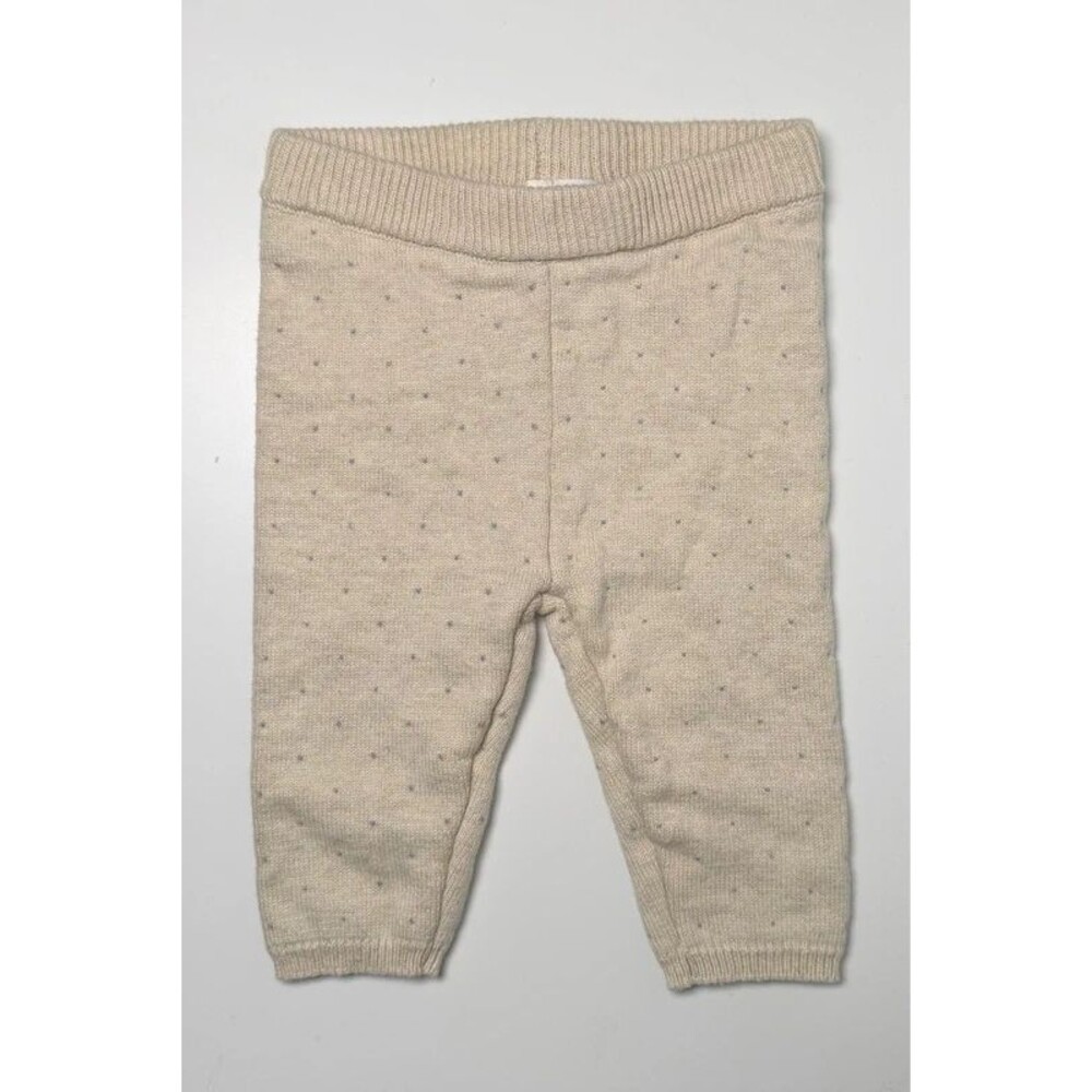 Janie and Jack 0-3M cream and gray cotton pants